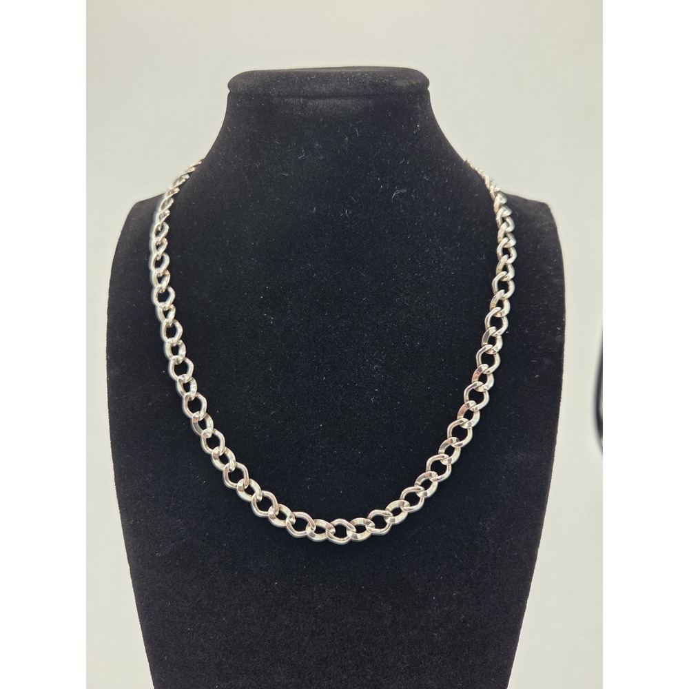 Lot Of 2 Stamped Sterling Silver Chains Link And Figaro Both 18" - Picture 8 of 15